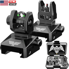 Fiber Optic Iron Sights for Picatinny Rail | Flip up Front and Rear Backup Sight