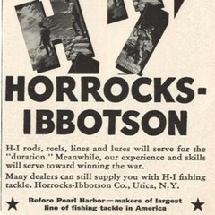 WWII FISHING ADVERTISING 1943 PRINT AD PEARL HARBOR HORROCKS-IBBOTSON UTICA NY