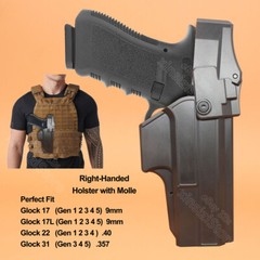 Duty Holster w/ Molle for Glock 17 17L 17C 17M 22 31 g17 g22 g31 9mm 40 Level 3