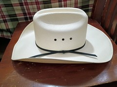 MHT WESTERNS Straw Western Cowboy Hat Shantung Panama White 20X Size 55 (6 7/8)