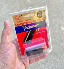 Vintage Pachmayr Checkered Rubber Alloy Arched 1911 Mainspring Housing Packaging