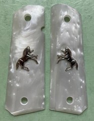 Colt 1911 Grips White Pearl Silver Horse Full Size 1911 Government, Commander