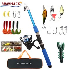 Telescopic Fishing Rod and Reel Set with Baits and Hooks for Travel