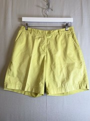 Adidas Golf Shorts Womens 10 Yellow Stretch Twill Flat Front Activewear Casual