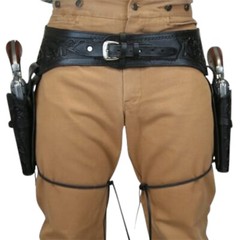 Western Double Gun Holster Belt Revolver Pistol Cowboy .22 .35/357 .44/45 Cal