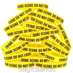 Twenty (20) CRIME SCENE DO NOT CROSS bracelets – silicone CSI fan wristbands