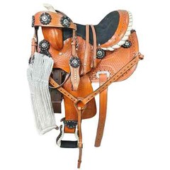 Premium Leather Western Barrel Racing Horse Saddle Tack Set Size 14″ to 18″
