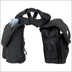 43CE Medium Classic Equine Horn Saddle Bag W/ Criss Cross Straps Black