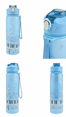 26 fl oz Music Theme Blue/White Reusable Plastic Water Bottle Flip Lock Lid