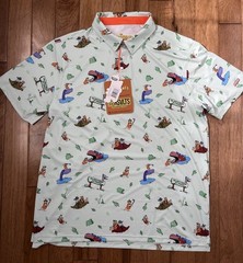 RSVLTS Breakfast Balls Flintstones Golf Polo XL NWT Fred Barney Dino AOP Yabba