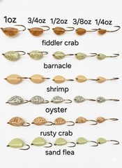 30 Sheepshead Tog Jigs, 1oz, 3/4oz, 1/2oz, 3/8oz, 1/4oz, 2x Mustad Hooks