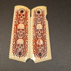 Decorative Skull Design Grip Panels for Handgun 1911 Beige Red Black