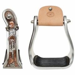 Horse 5″ Aluminum Cactus Engraved Western Ridding Barrel Saddle Stirrups 51263