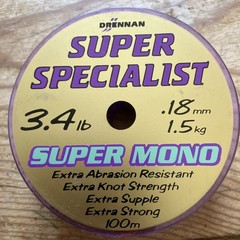 3.4lb 0.18mm Drennan Super Specialist Mono 100m extra strong Line