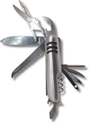 10 in 1 Pocket Knife, Stainless Steel Finish,