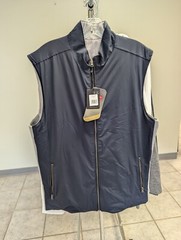 NWT MEN’S DUNNING GOLF FULL ZIP REVERSIBLE VEST, SIZE: L, COLOR: NAVY/GRAY (M10)