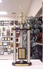FANTASY BASEBALL AWESOME NEW LARGE THREE POST TROPHY 14 YEAR PERPETUAL 35″ *^