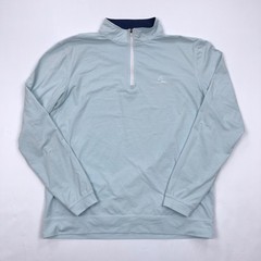 Rhoback Mens Large Light Blue Striped Performance Quarter Zip Pullover