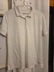 Nike Dri-FIT Womens Smoke Grey Geometric Squares Golf Polo Shirt SZ LG