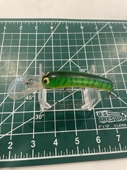 Vintage Bagley SMOO #3 Deep Diving Crankbait Minnow Lure Chartreuse Green Stripe