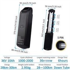 Ebike Battery 36V 48V 52V 15Ah 20Ah 4Pin/5Pin for 0~2000W Electric Bicycle Bike