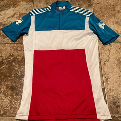 DESCENTE CYCLING RACING JERSEY MADE IN JAPAN ( SIZE L ) RED WHITE BLUE PREOWNED