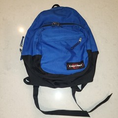 Vtg 90s Bright Blue EASTPAK Backpack Book Bag Old Skool Logo Zipper USA