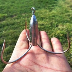 2 Pcs/Pack- 16/0 WEIGHTED TREBLE HOOKS FOR SNAGGING GATOR, CARP, CATFISH 2 HOOKS