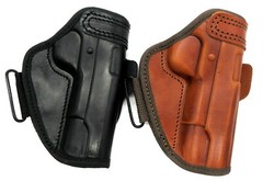 CEBECI Right Hand Brown Black Leather Reinforced Open Top Belt Holster – CHOOSE