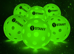 Night Play Pickleball Green, LED Lighted, 6-Pack w/ Key & 3 Batteries – Gift