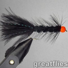 1 dozen (12) – Woolly Bugger – BLACK – Orange Bead Head