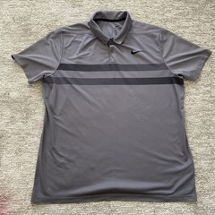 Nike Dri-Fit Essentials Men’s Size XL Gray Striped Short Sleeve Golf Polo Shirt