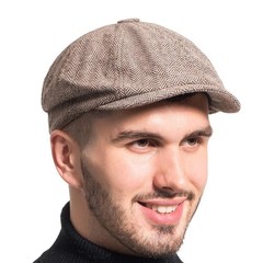 Gatsby Newsboy Hat Men Women Classic Herringbone 8 Panel Trendy Tweeb Flat Cap