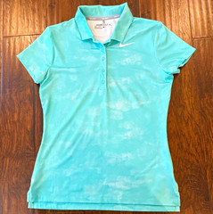 Nike Golf Dri-FIT Women’s Collared Polo Shirt Aqua S Short Sleeve Golf
