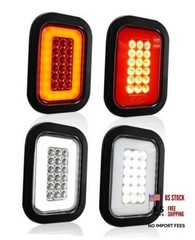 5×3 Rectangle LED Stop Brake Turn Tail Lights Suitable Flatbed Trucks 4pcs