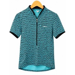 Shebeest Womens Cycling Jersey Teal Black Geometric Mod Print Short Sleeve S