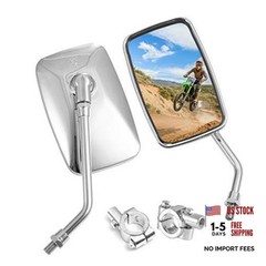 Universal 10mm 360°Rotation chrome rectangle motorcycle Mirrors Suitable for