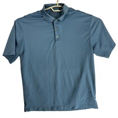 Nike Golf Polo Shirt Men Size L Blue Short Sleeve Dri Fit Swoosh Logo on Sleeve