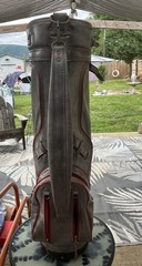 Vintage Titleist faux-leather golf cart bag Silver With Red Piping