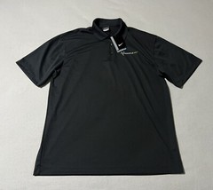 NWT Nike Mens Large Golf Polo Black Front Logo Dri-Fit 100% Polyester