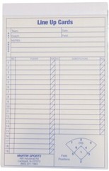 Martin Sports Baseball Softball Pack of 12 Line Up Cards, 4 Part Carbon Copy