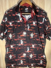 Puma MATTR Bushland Golf Polo Black Intense Red Mountains Desert Cactus Large