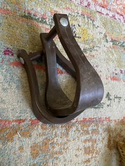 ralide Stirrup Set brown used western tack set leather treads FREE SHIPPING