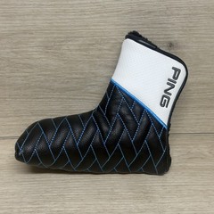 PING Scottsdale Blade Putter Headcover Faux Leather Quilted Black White Blue