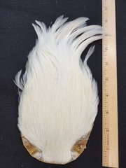 Lot 32, Top Quality Dyed WHITE India Rooster Streamer Neck Cape Feathers