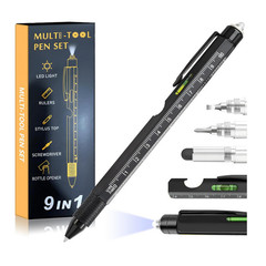 9 in 1 Multifunction Ballpoint Pen with Modern Handheld Tool Measure Technical