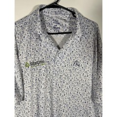 Rhoback Mens Desert Cactus Print Performance Polo Shirt White Blue L SiteOne AZ