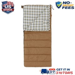35F Flannel Lined Rectangle Adult Sleeping Bag – Brown (80″ X 36″)