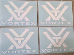 Set Of 4 WHITE Vortex Optics Decals Stickers