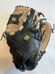 WILSON A350 11” All Position Leather Baseball Glove~Black /Brown~RH Throw